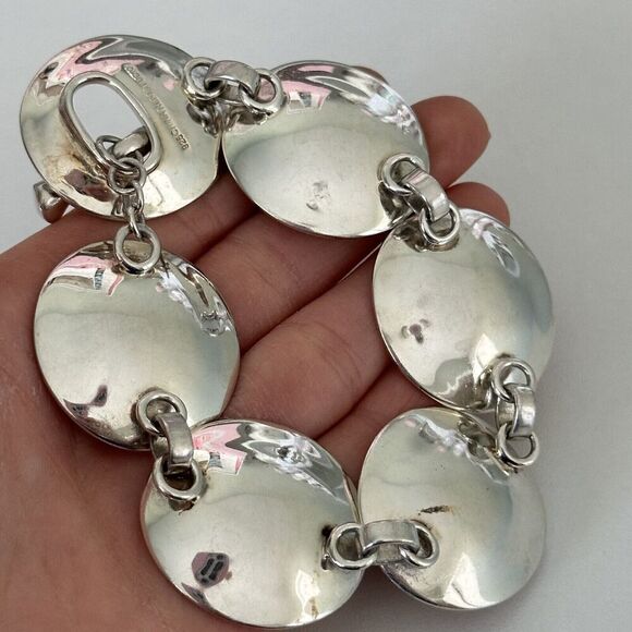 Vintage Robert Lee Morris RLM Studio Modernist Shiny Concave Disc Bracelet 7.5" - Picture 6 of 12